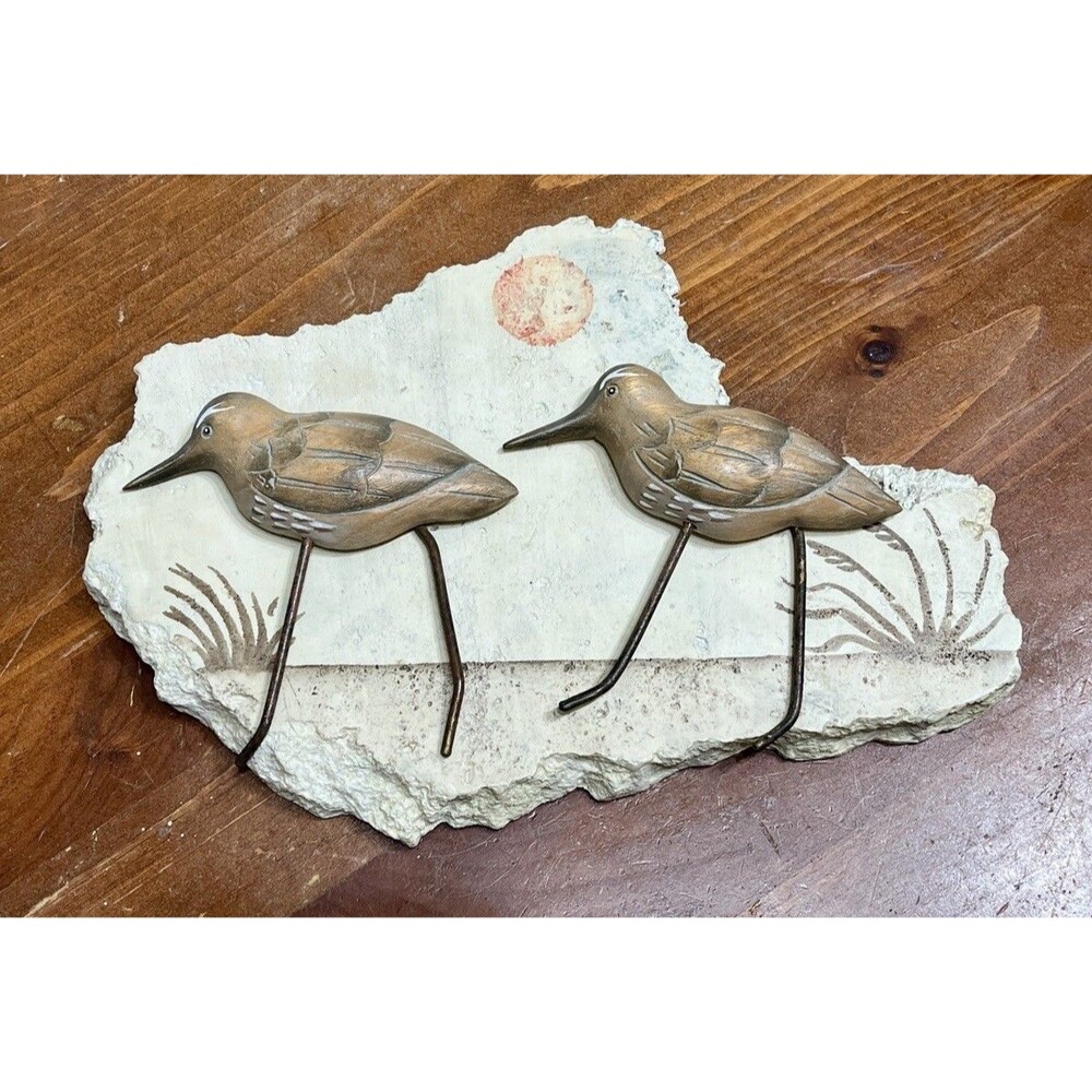 Pair Carved Wood Shorebird Decoys Sandpiper Decoy Beach Coastal